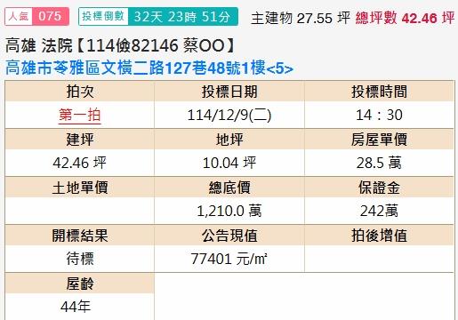 苓雅公寓拍賣-2